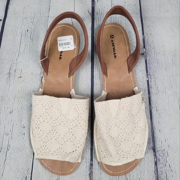 Airwalk Shoes - AIRWALK | crochet slingback peep toe flat sandals